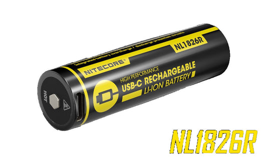 Nitecore 2600mAh USB-C Rechargeable 18650 Button Top Battery