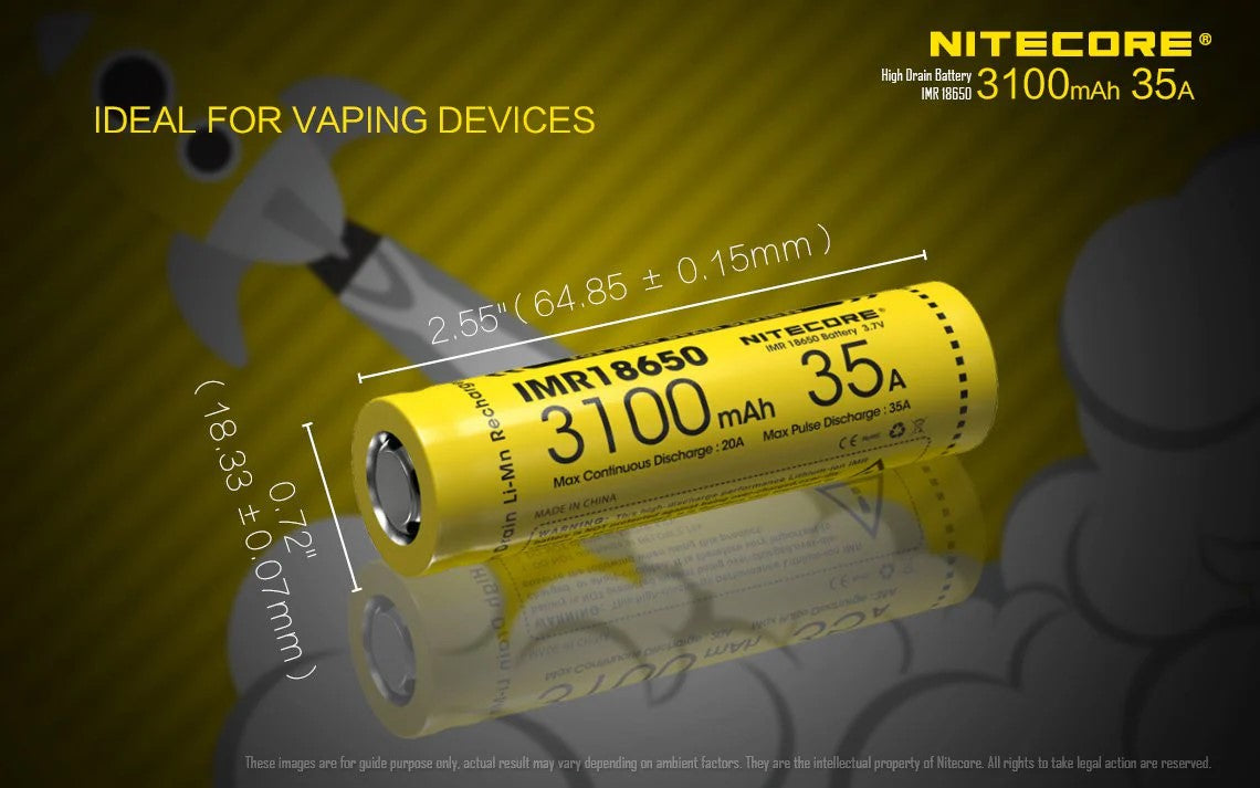 Nitecore 3100mAh 18650 Flat Top Batteries (2 Pack)