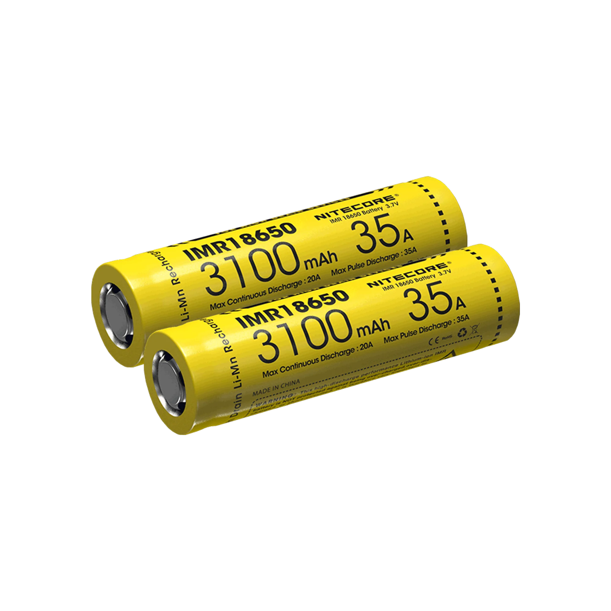 Nitecore 3100mAh 18650 Flat Top Batteries (2 Pack)